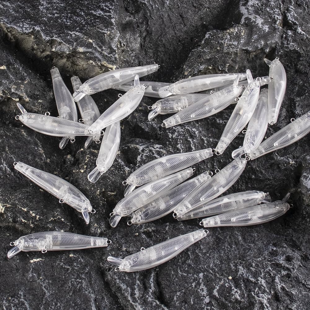 100 pezzi di esche for minnow Jerkbait poco profonde, peso speciale, 7 cm, 4,7 g, non verniciate, galleggianti, a lunga distanza, fai da te.