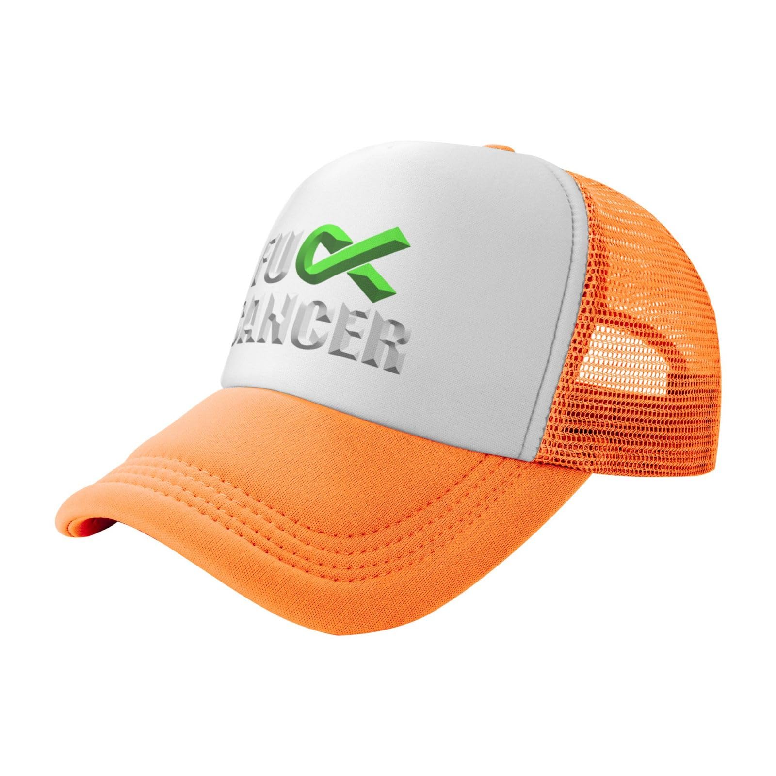 KEAAN Fuck Lymphoma Cancer Lime Trucker Hat Summer Mesh Cap with Adjustable Snapback Strap Unisex Orange