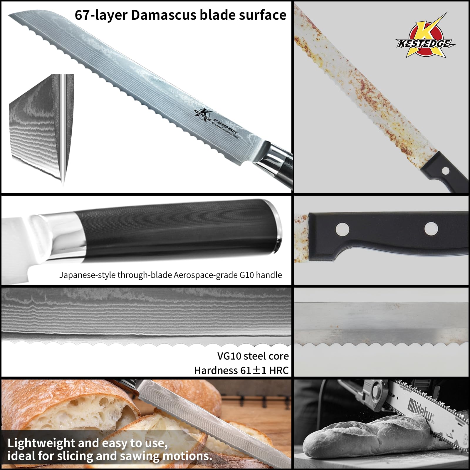 KESTEDGE Sourdough Bread Knife - Micro-Serrated -7 KESTEDGE Sourdough Bread Knife - Micro-Serrated -7