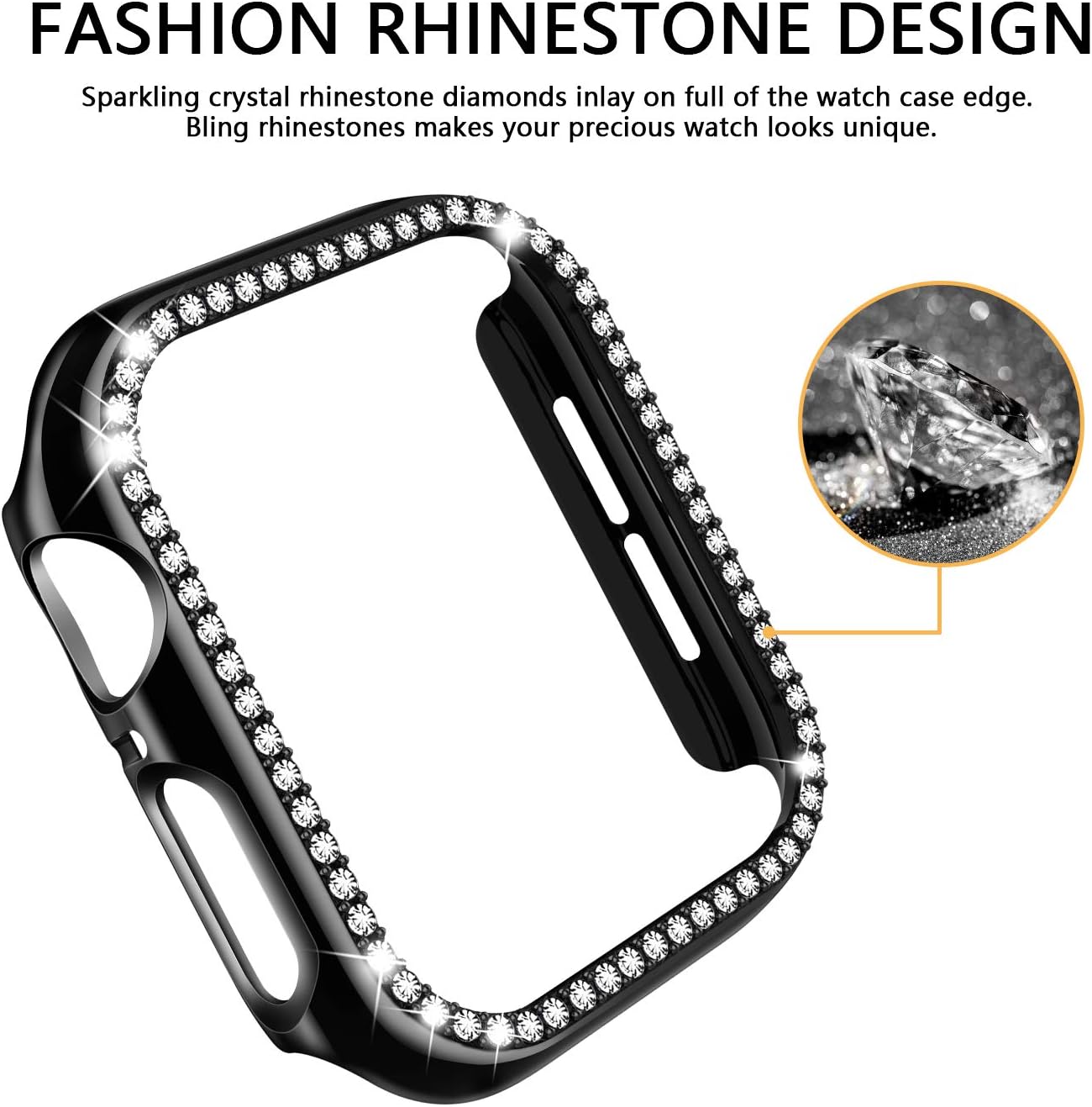 adepoy 6 Pack Apple Watch Case 40mm Series 6/5/4 SE Bling Rhinestone Apple Watch Protective Case Bumper Frame Screen Protector Case Cover for iWatch Series 40mm