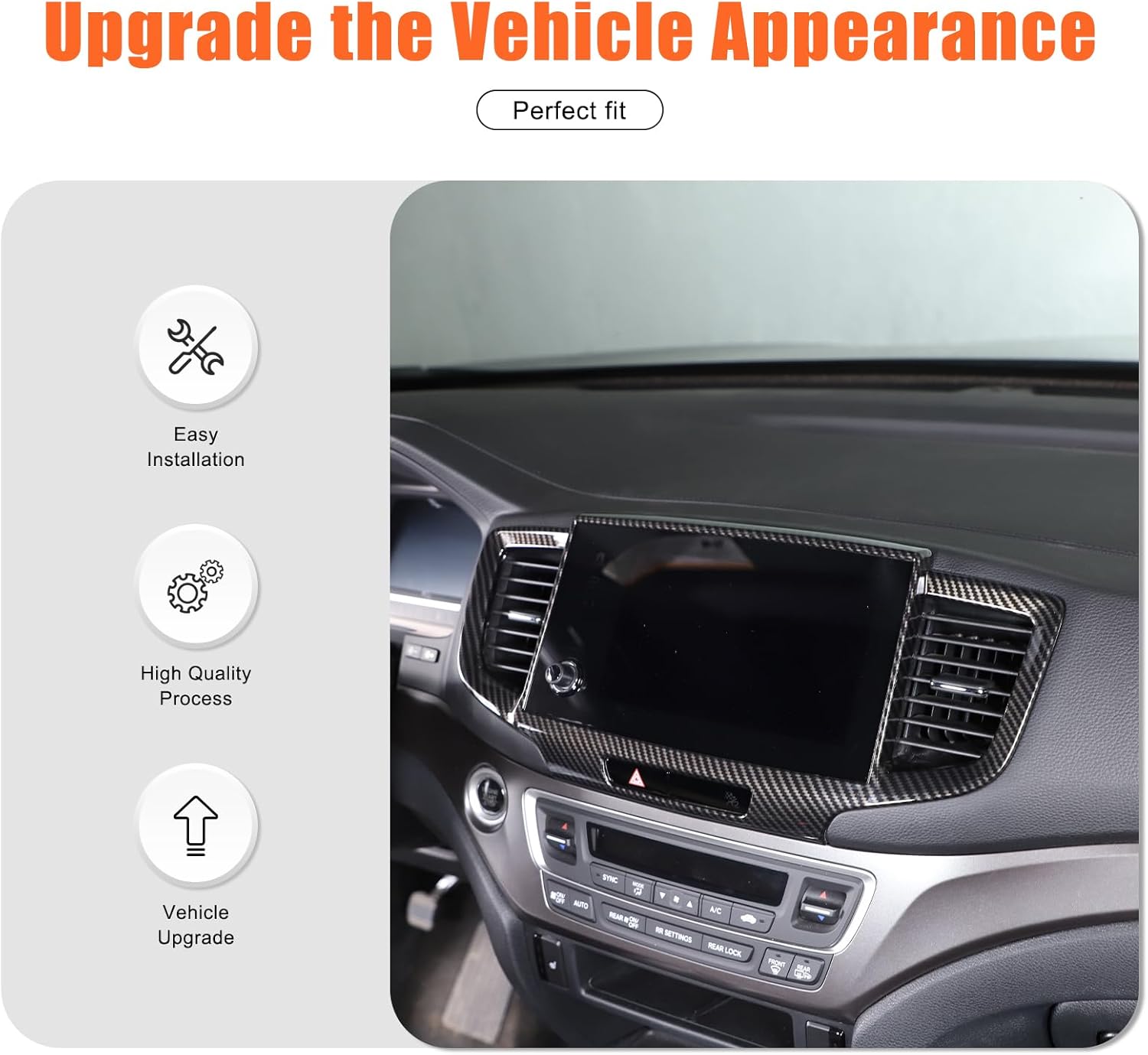 Car Navigation Panel Frame, Air Outlet AC Vent Cover Trim Accessories for 2019-2022 Honda Pilot/2021-2023 Ridgeline/2019-2023 Passport (Carbon Fiber)