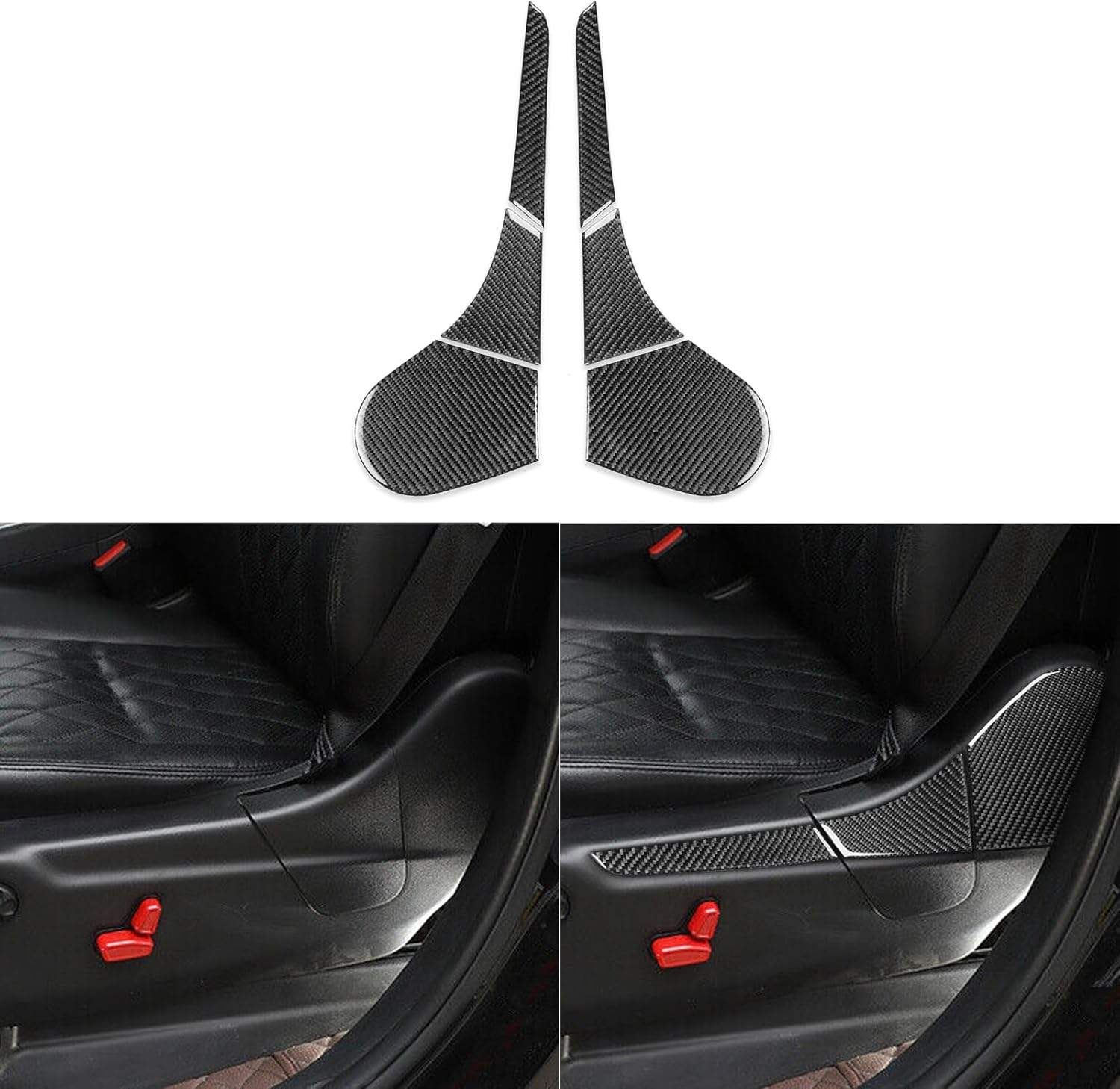 Real Carbon Fiber Car Seat Side Panel Anti-Collision Cover Seat Adjustment Trim Sticker Set Compatible with Dodge Durango 2014-2020 Auto Premium Interior Accessories Black 6pcs