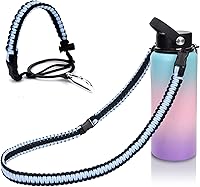 Vista 15 de Wongeto - Porta Mango de Cuerda Paracord con Correa de Hombro, Compatible con Botellas de Agua de Boca Ancha Hydro Flask