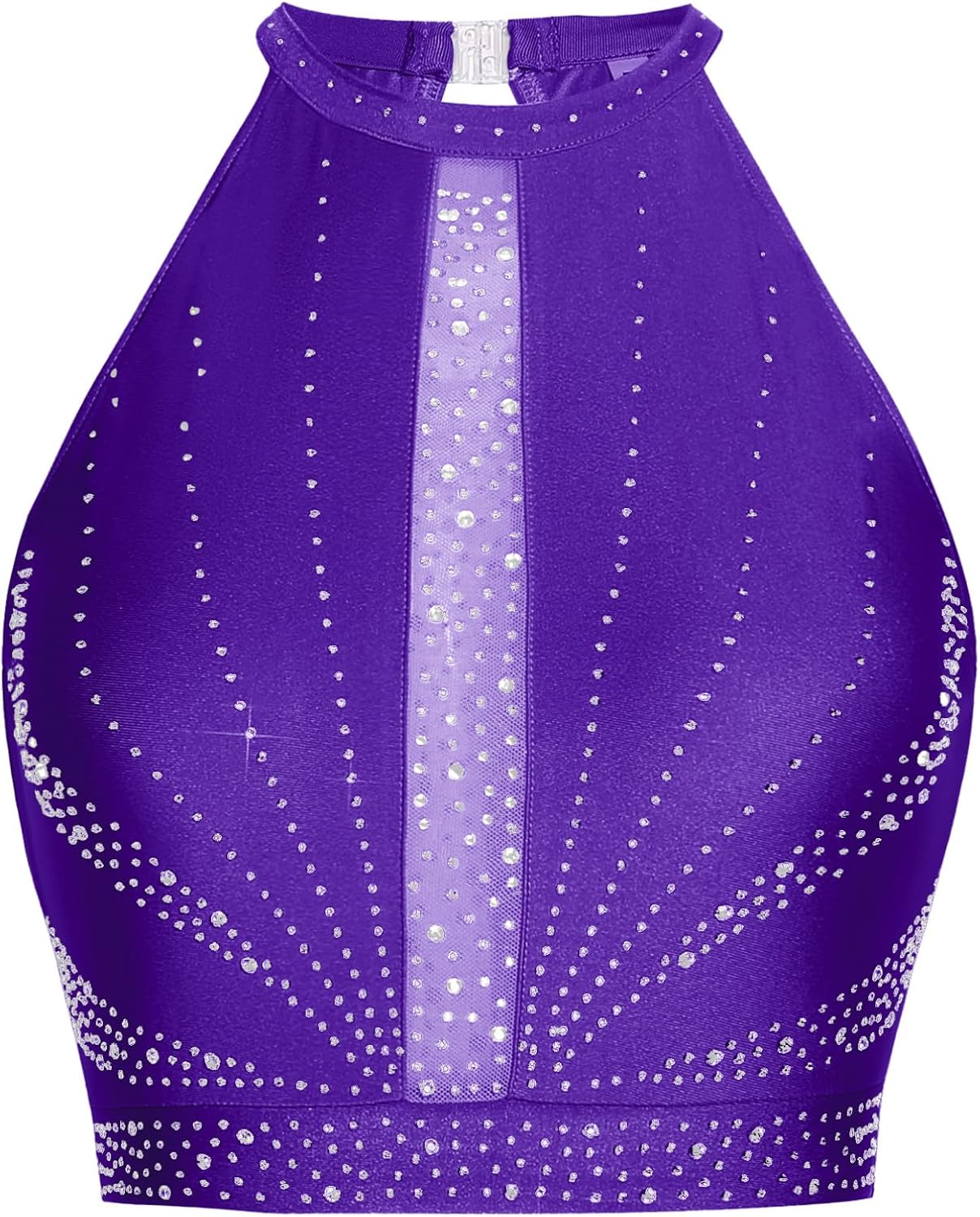 YiZYiF Womens Lyrical Dance Crop Top Glittery Rhinestones Sleeveless Tank Top Contemporary Dancewear