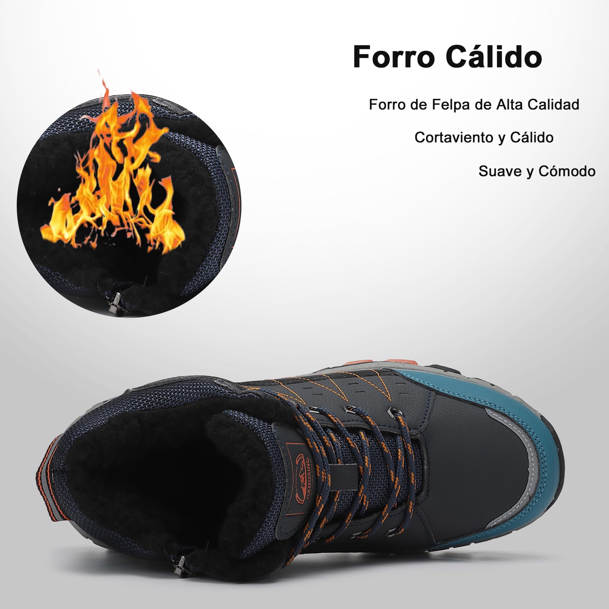 ASTERO Stivali Neve Bambino 31-38 con Ramponi Scarpe Trekking Ragazzi Ragazze Cotone Montagna Escursionismo Invernali Stivali Gomma Bambino