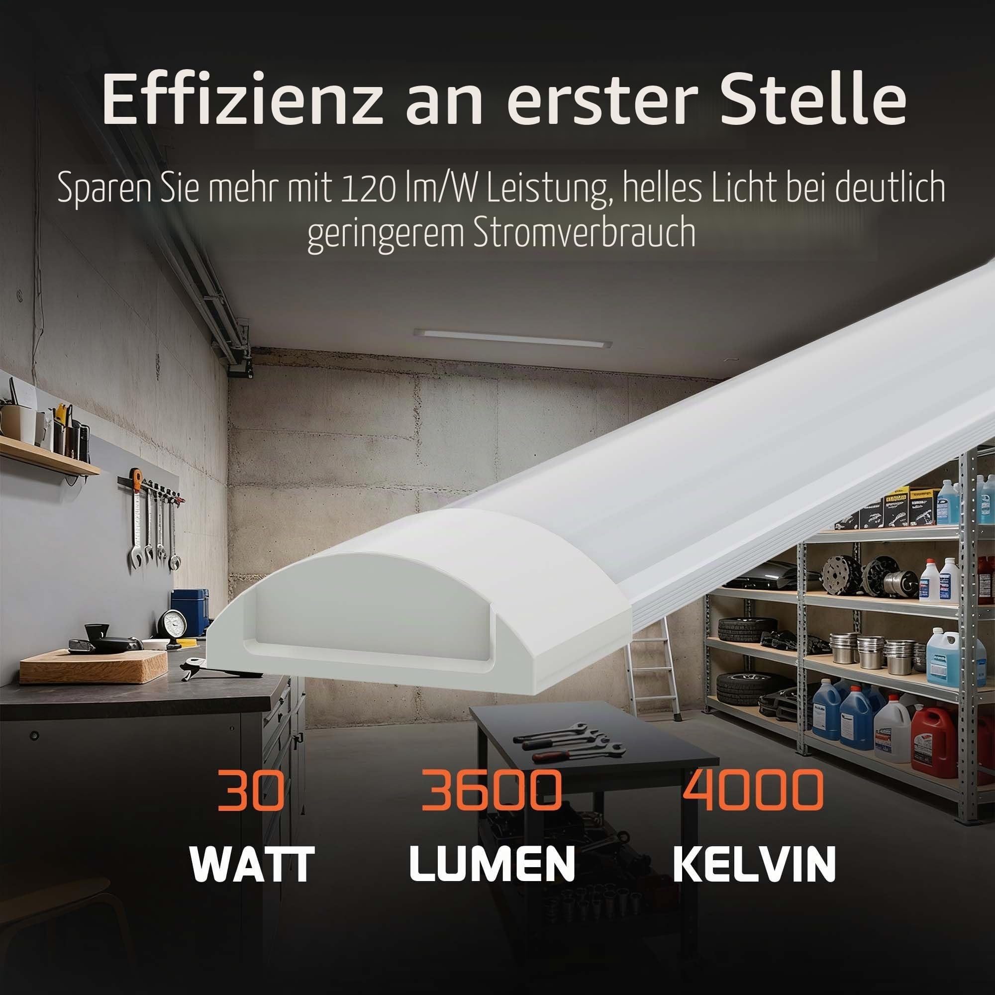 Ledvion - 10er set, Feuchtraumleuchte LED, 120cm, IP20, 30W, 120 lm/W, Neutralweiss, 4000K, Koppelbar, kellerleuchte, deckenleuchte, garagenbeleuchtung, werkstattbeleuchtung