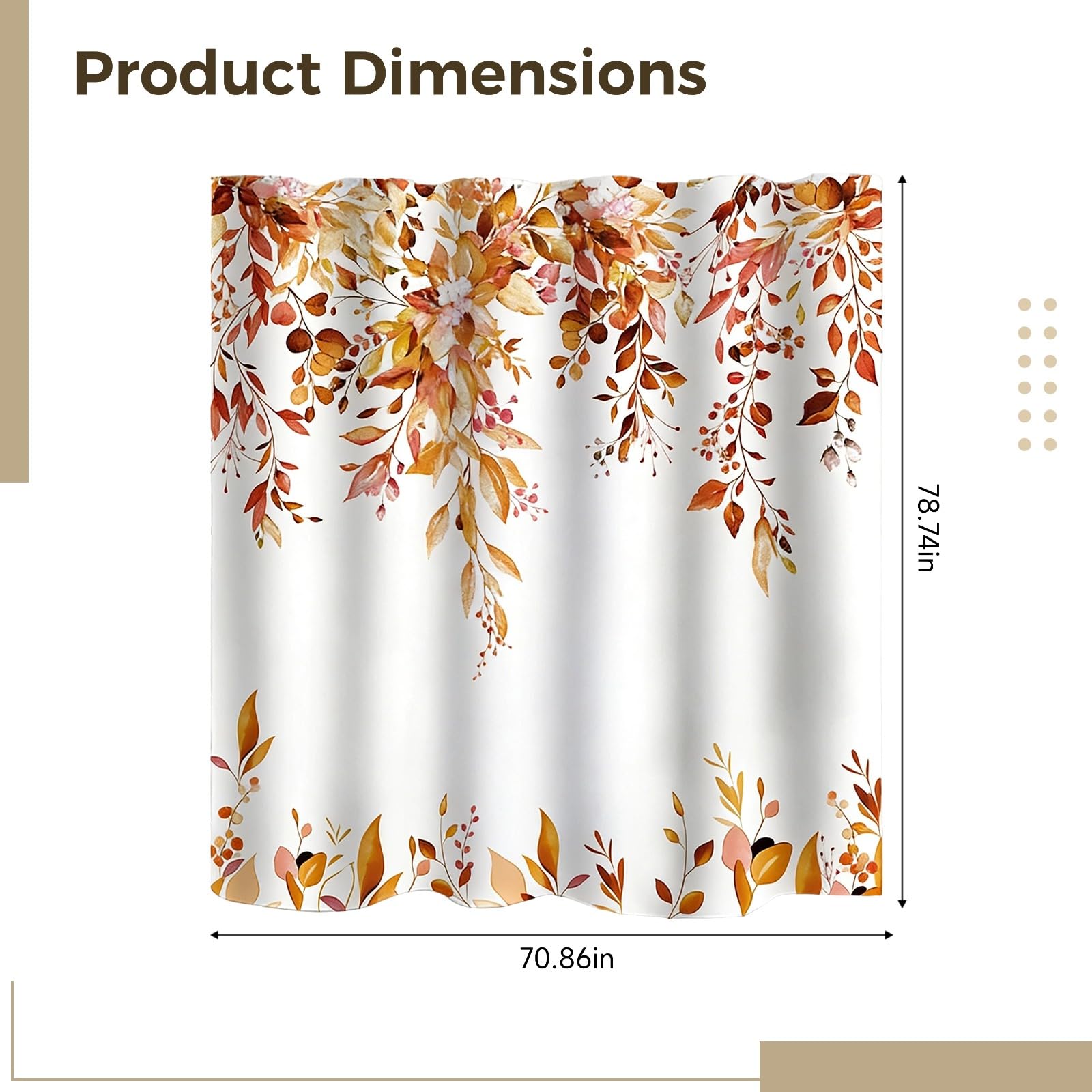 Rideau de Douche Feuilles d'automne, 180 x 200 cm, Motif Abstrait Aquarelle Plante Fleur Feuille, déco de Salle de Bain, Tissu, Art automnal, Rideau de Bain pour Maison et Salle de Bain