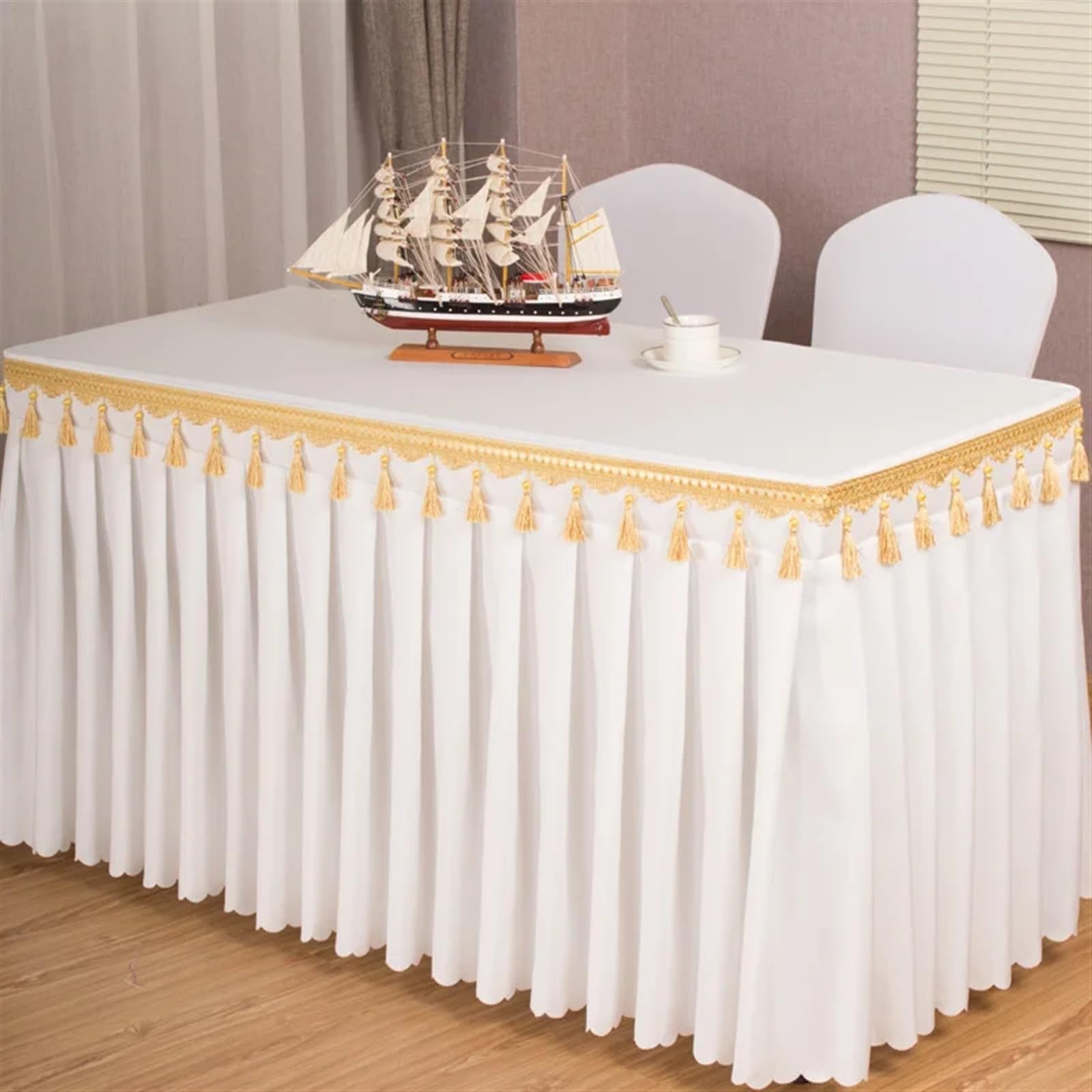 Błękitna spódnica stołowa na prostokątne stoły, idealna na baby shower, imprezy, wesela i bankiety, dekoracyjna narzuta na stół w jednolitym kolorze, 180 x 40 x 75 cm, rozmiar zastawa stołowa w