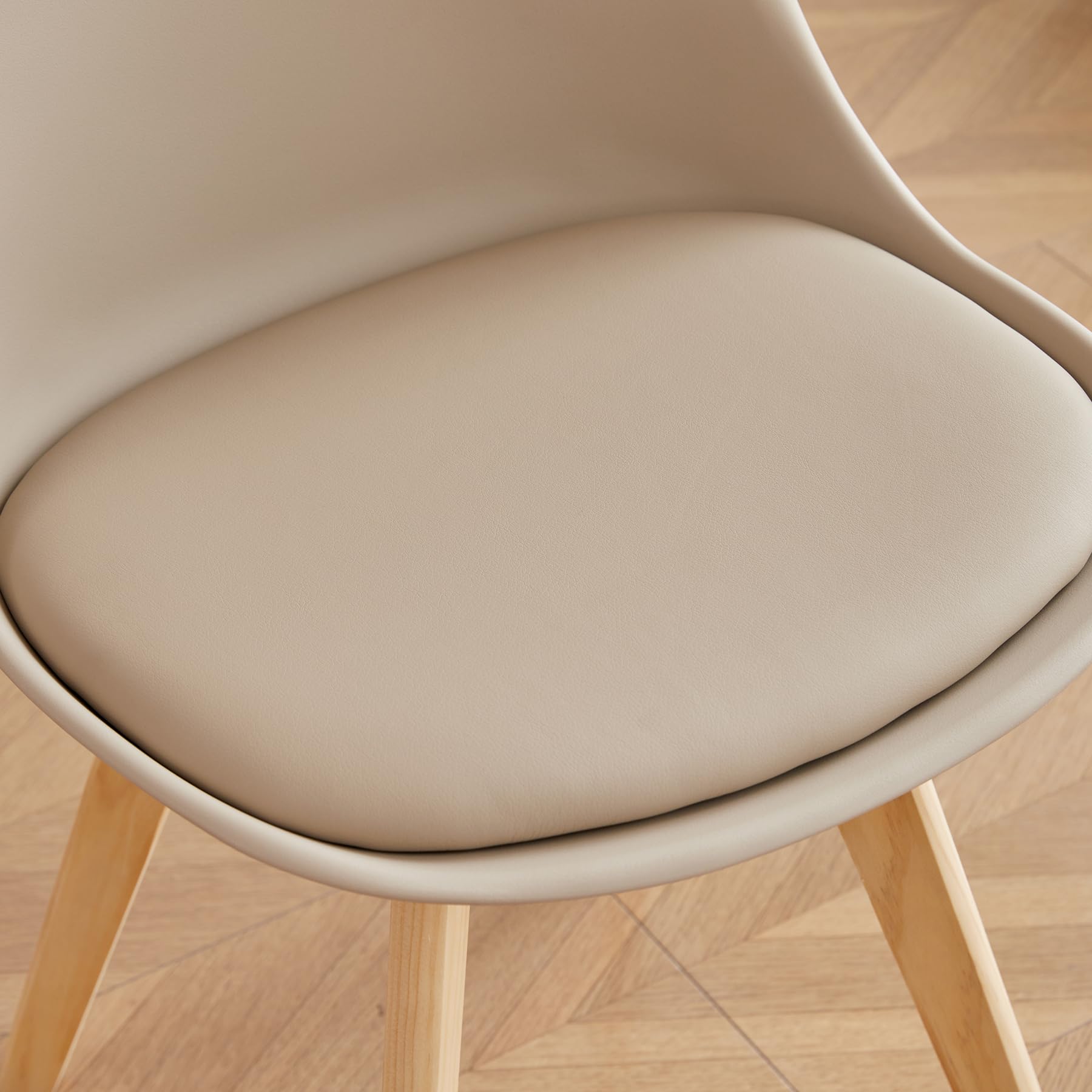 Juego de 4 sillas de Comedor, sillas escandinavas, Patas de Madera Maciza, diseño nórdico ergonómico, Ideal para Comedor, salón, Cocina, Dormitorio (Caqui)