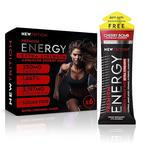 Vista 12 de Extra Strength Energy Shots, 1.7 fl oz – 250 mg de cafeína con vitamina B y aminoácidos, sin azúcar, sin calorías, bebida energética con vitaminas