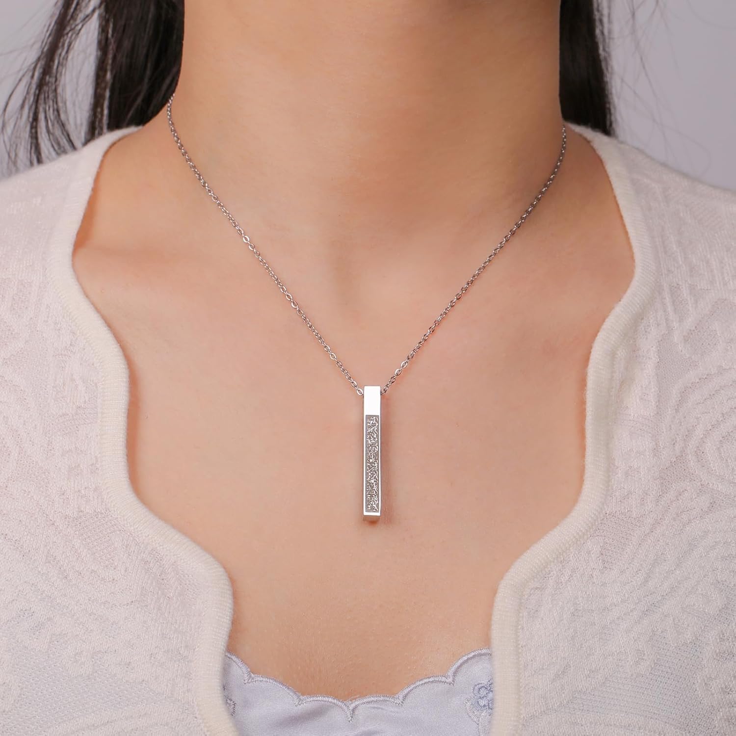 VASSAGO Islamic Ayatul Kursi Necklace for Women Men Stainless Steel/Leather Chain Muslim Allah Arabic 3D Bar Pendant Islam Eid Ramadan Gift Jewelry - Image 4