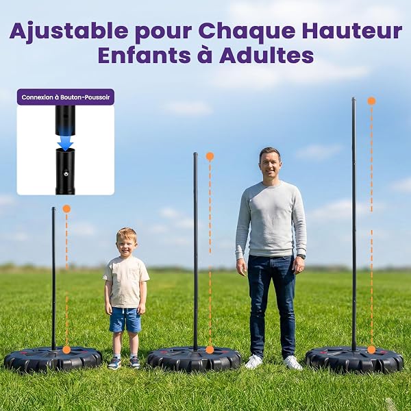 Hurtle Jeu de Tetherball Extérieur Réglable 1,2 à 2,7 m – Set Complet avec Base Lestable et Balle Corde Jeu de Jardin Stable pour Enfants Ados Famille Patio Pelouse - 2