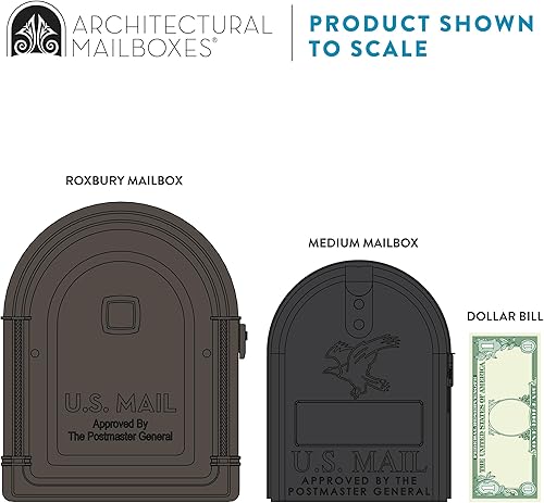 Vista 25 de Architectural Mailboxes Roxbury - Combo de buzón y poste de acero prémium con placa de dirección de Manhattan, mediano, negro