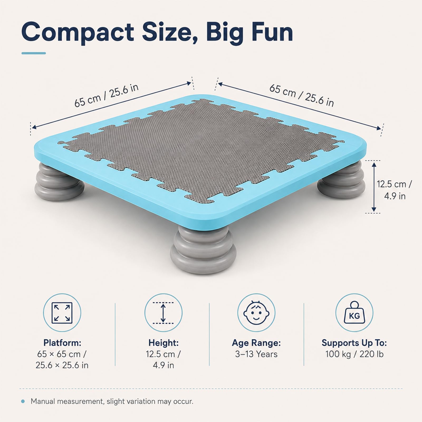 Mini Trampolino Bambini Quadrato Interno 65x65cm Rebounder Jumper