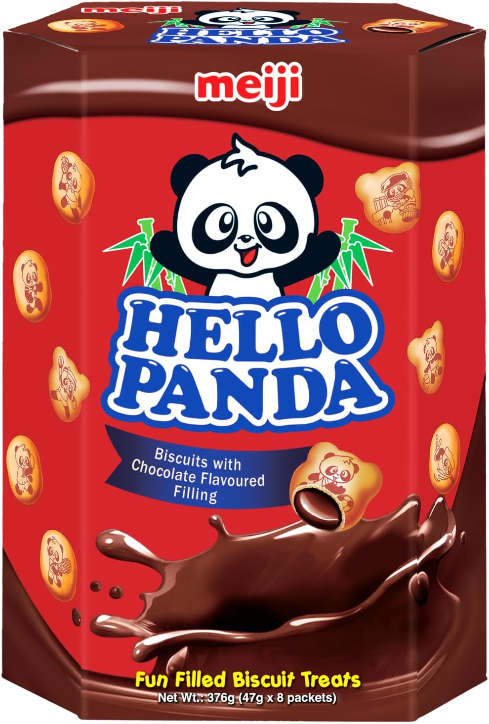 Hello Panda Chocolate Biscuits Family Pack 376g, Crunchy Biscuit Snacks with Creamy Filling, Fun & Delicious Treat for All Ages