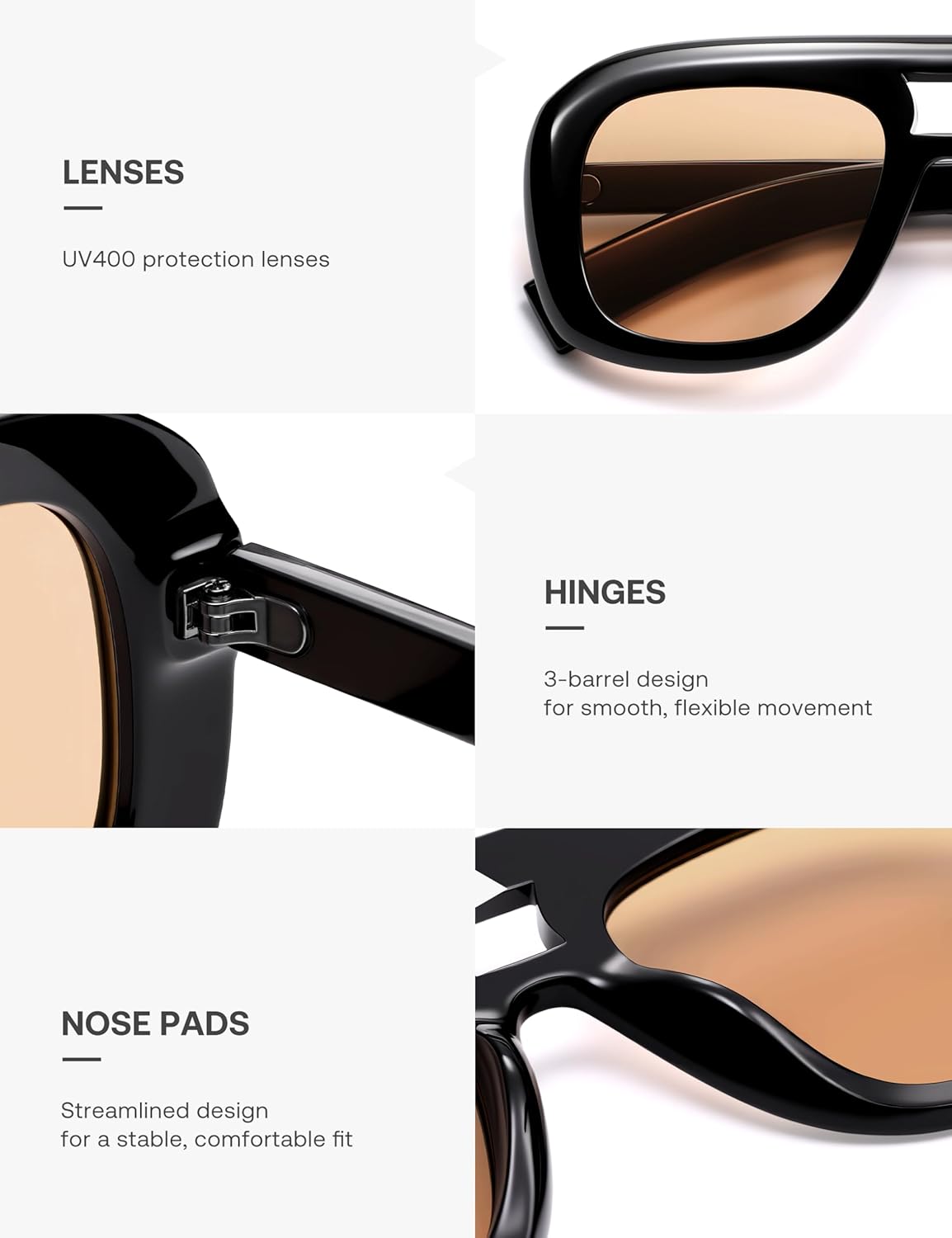 SOJOS Retro Oversized Aviator Sunglasses for Women Men,Trendy Vintage Square Aviators 90s Sun Glasses SJ2688 - Image 5