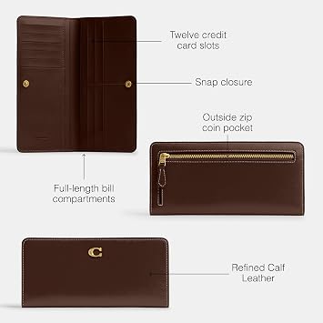 COACH Essential Skinny Wallet, Maple, One Size