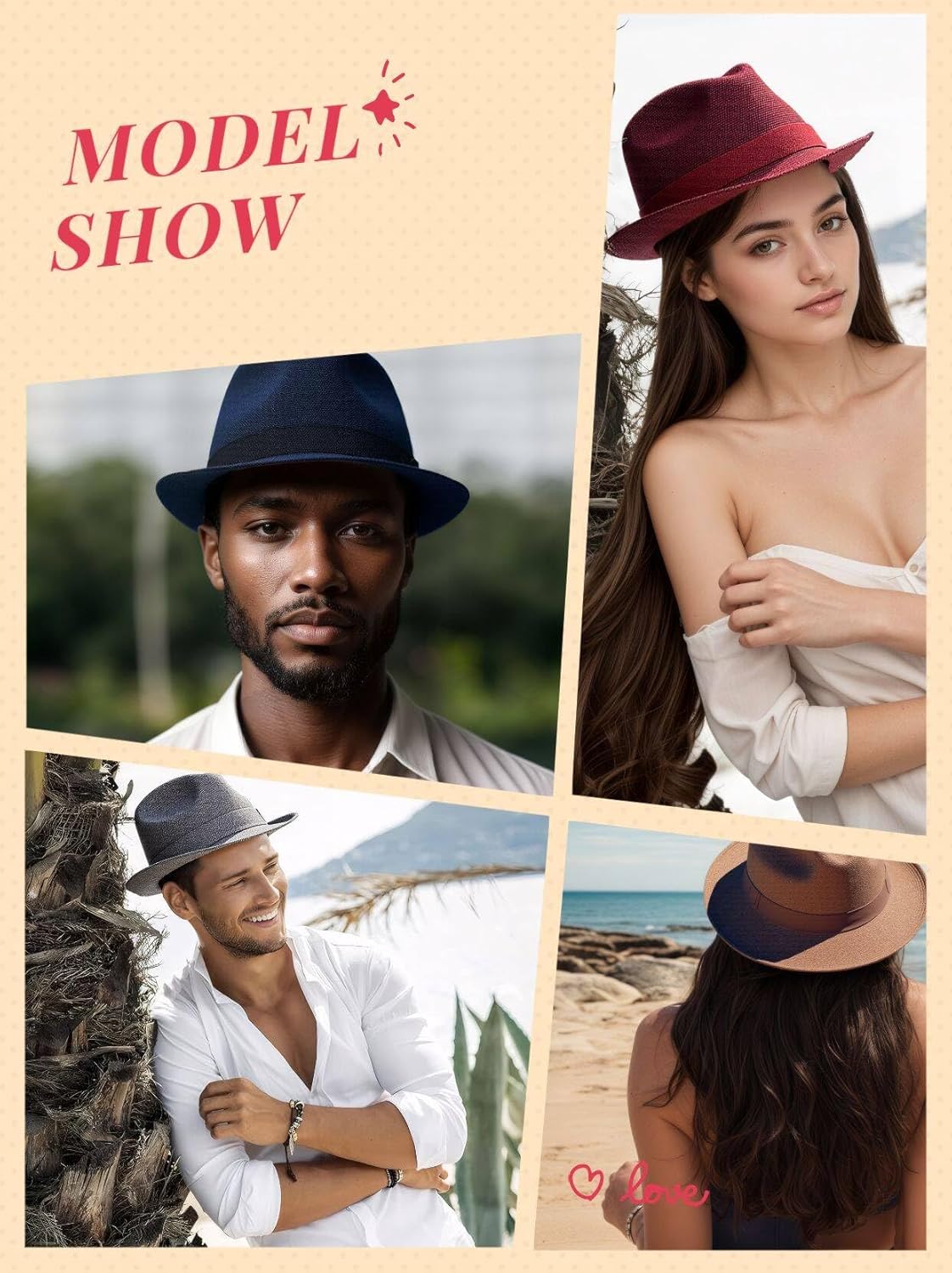 Classic Fedora Hat for Men Women Short Brim Panama Summer Beach Hat Accessories - Image 3