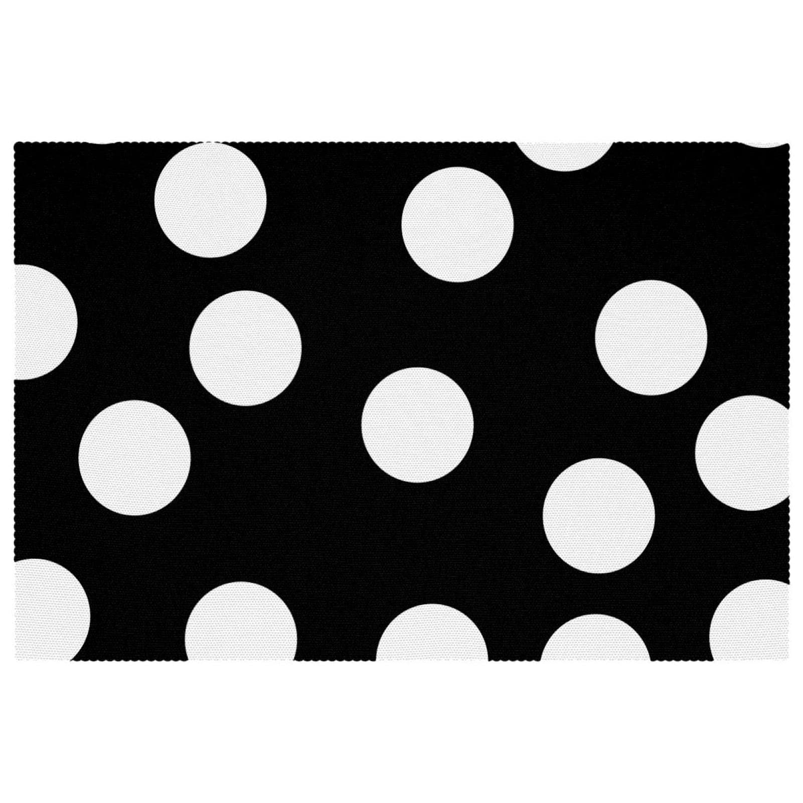 Set de table noir à pois blancs par 6 résistant à la chaleur pour salle à manger 30x45cm