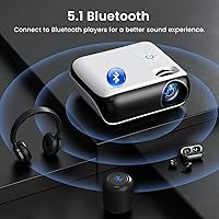 Vista 5 de HAPPRUN Native - Mini proyector Bluetooth 1080P, proyector de películas portátil Full HD para exteriores con altavoz integrado, compatible
