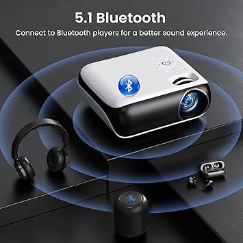 HAPPRUN Native 1080P Projector, Bluetooth Home Theater Movie Projector with Built-in Speaker, Compatible with Smartphone, HDMI, Fire Stick, PS5, Indoor & Outdoor Use - Without Google TV System