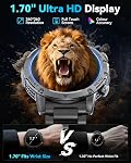 Montres intelligentes militaires (Réponse/Faire des appels), montre intelligente pour les hommes avec 1000 mAh Batterie / lampe de poche à LED / moniteur de vitesse de cœur / sommeil 100+ Sport Modes Fitness Watch pour Android / iPhone