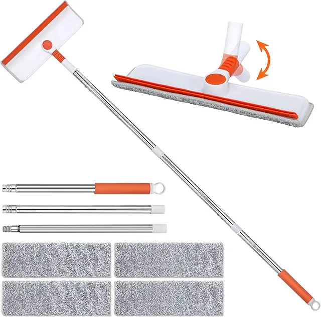 Alyvisun Telescopic Window Squeegee Kit - Fönsterputs Kit med Långt Handtag och Mikrofiberdukar