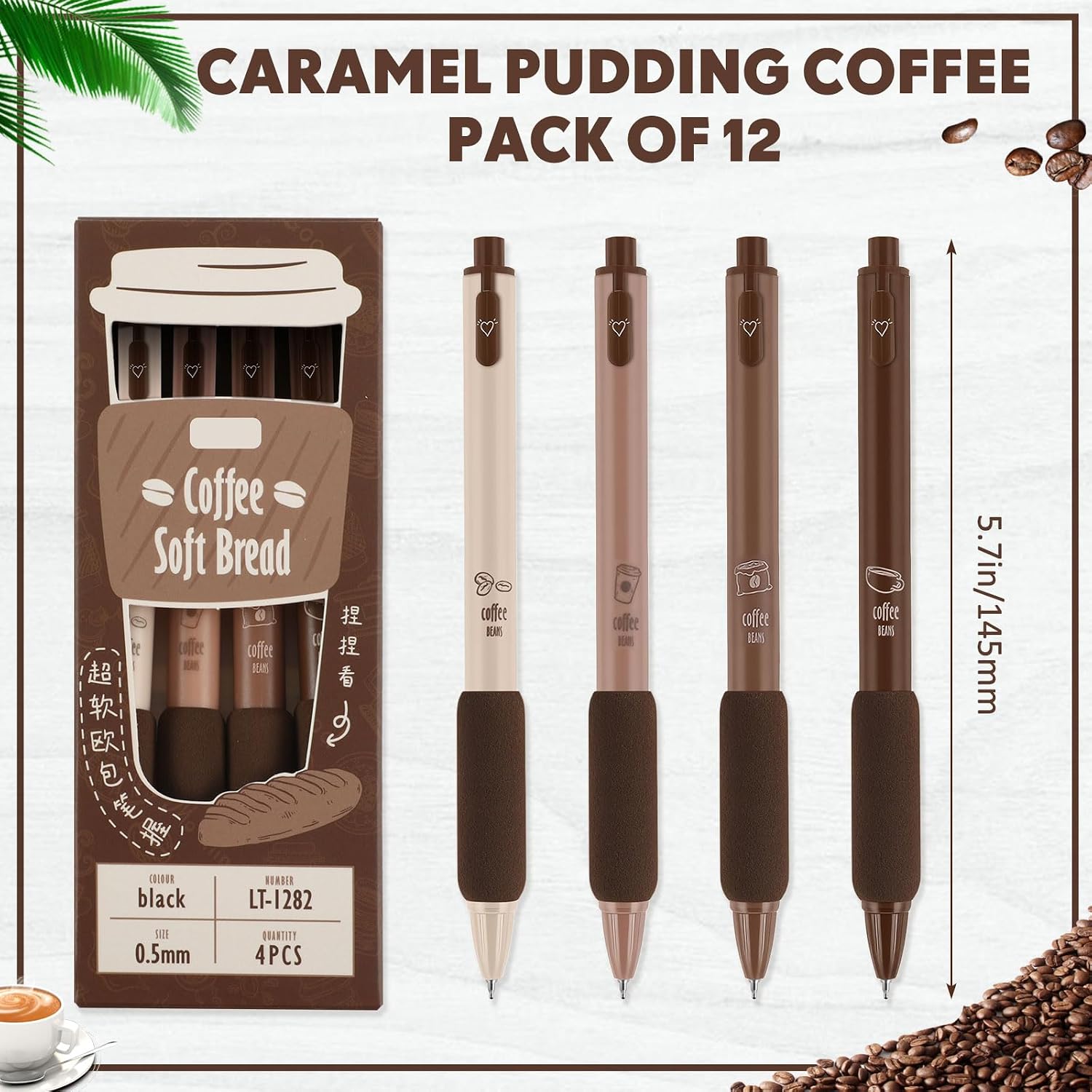Kosiz 12 Pcs Cute Coffee Pens Gel Ink Retractable Quick Dry 0.5 mm Fine Point Black Ink Kawaii Smooth Writing Coffee Pens Aesthetic Cute Office School Supplies Gifts Aesthetic Stationery Supplies image 3