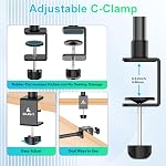 Ailight Camera Desk Mount Webcam Stand, 10.8"-31.1" Adjustable Table Light Stand with 1/4" Screw & C Clamp Overhead Webcam Mount for Logitech Obsbot Insta Anker and Others | 1/4" Screw, C-Clamp Base, Overhead Tripod, Compatible with DSLR Logitech Obs