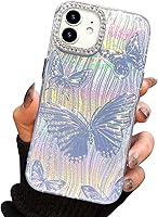 Vista 88 de I-MGAE-IN-AR - Funda compacta para iPhone 16 Pro Max con diseño de mariposa plateada brillante, a la moda, suave, delgada, de poliuretano