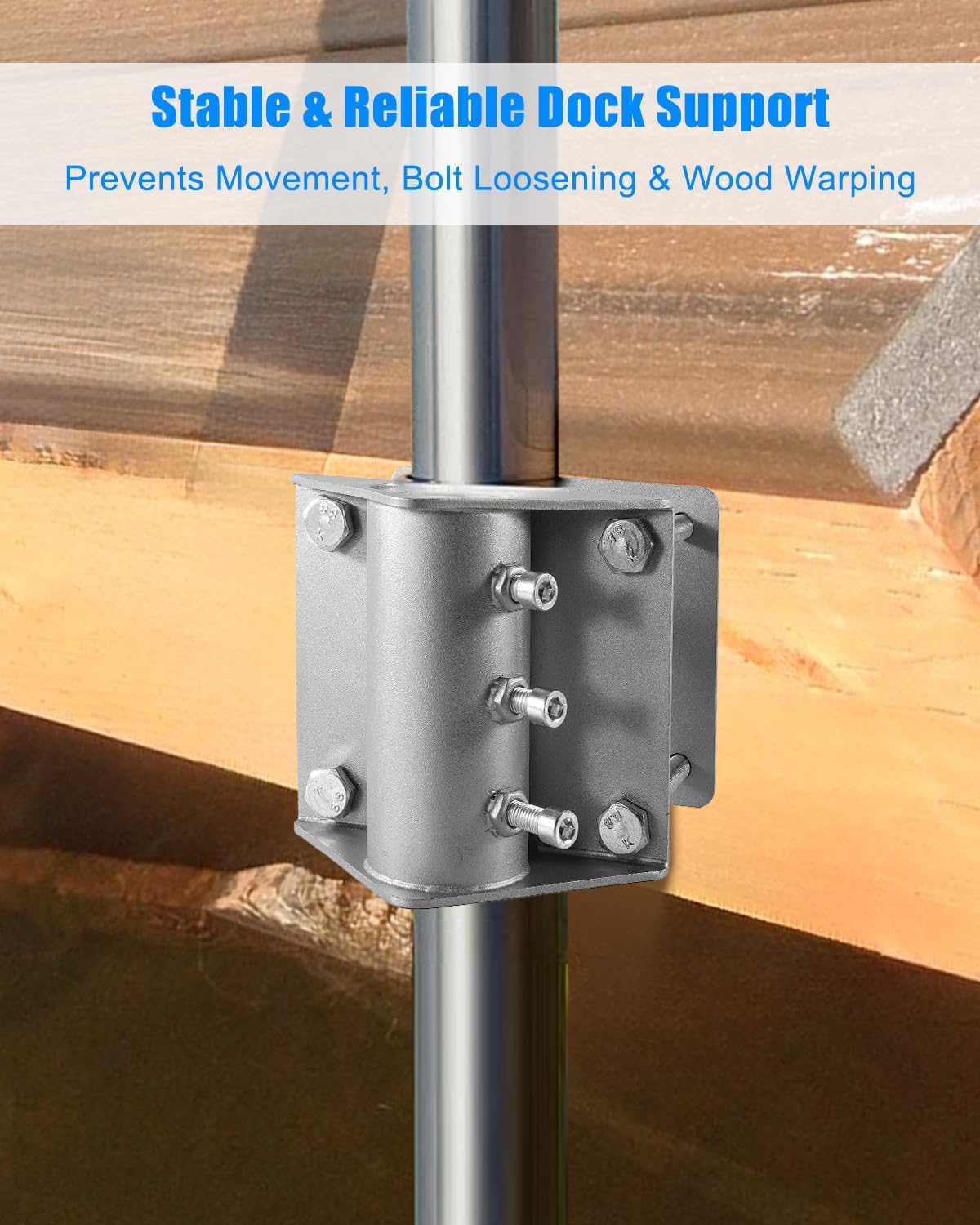 Heavy-Duty Stainless Steel Floating Dock Side Leg Pipe Holder, Stationary Dock Post Bracket Sleeve for Pipe Legs/Poles