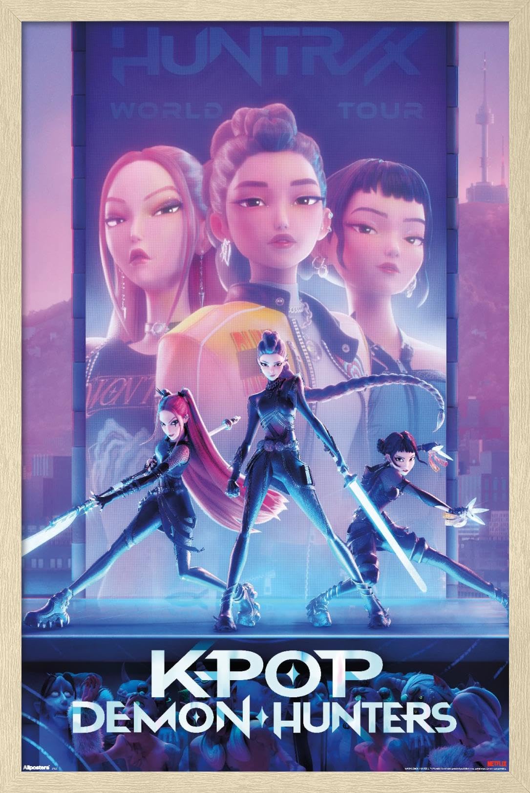 Netflix KPop Demon Hunters (2025) - One Sheet Wall Poster, 22.4L" x 14.7W", Blonde Framed Version