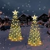 Outdoor Christmas Decorations, 2 Pack 20'' Spiral Solar Christmas Tree Lights, 8 Modes Solar Pathway Lights, Waterpoof Light up Prelit Xmas Tree for Garden Patio Yard Walkway Driveway（Warm White）