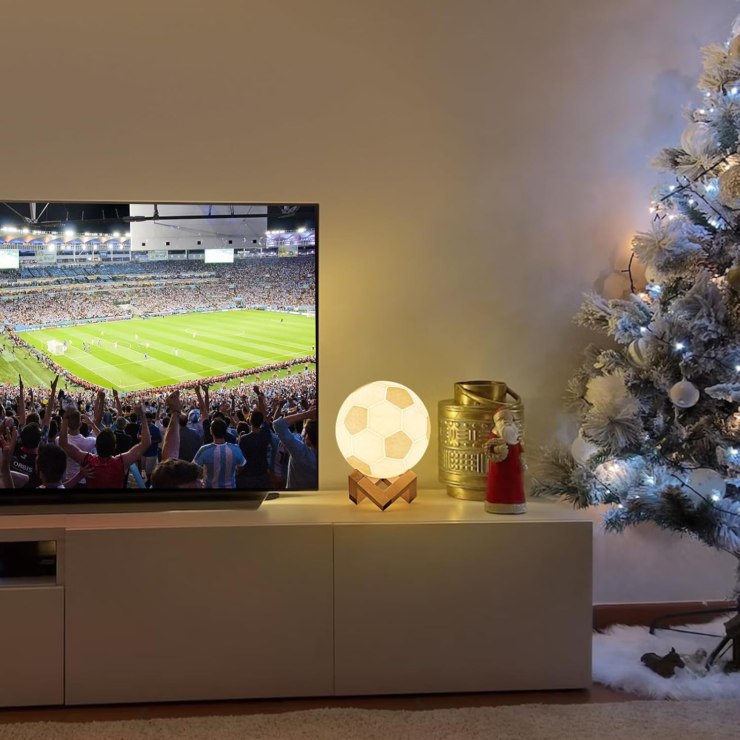 Mydhall Soccer Lamp Night Light with Remote,16 Color Bedside Table Lamp for Dad,Men,Boys,and Kids Sports Fan Room Decor,Graduation Gift,Stocking Filler White Elephant Gift(4.7inches)
