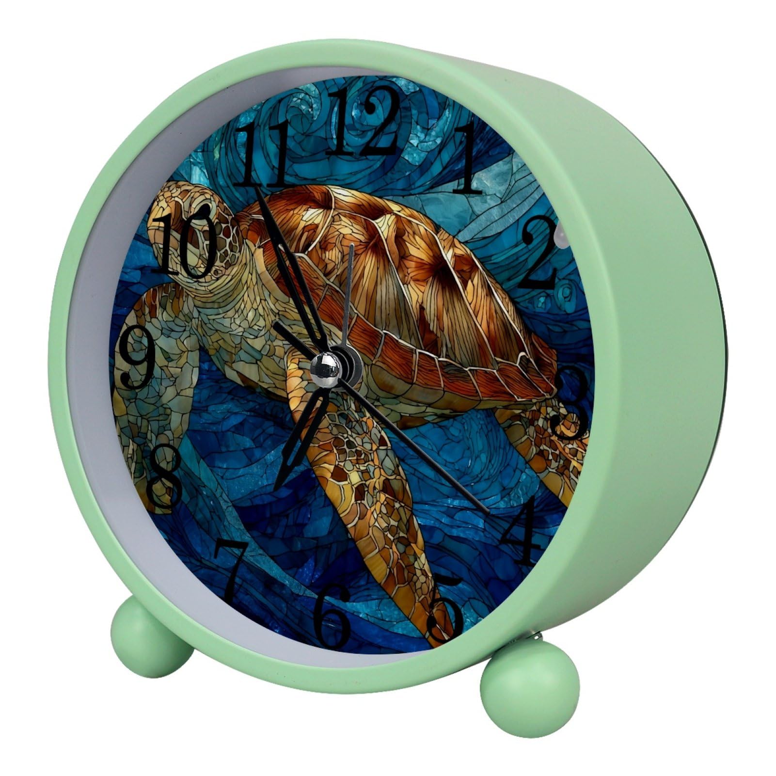 etoenbrc Watercolor Butterfly Silent Analog Alarm Clock Small Battery Operated Clock Slient Plastic Table Clock for Living Room Bedroom Color462