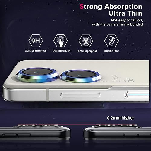 Miniatura 4 de Paquete de 2 protectores de lente de cámara para Asus ZenFone 10, resistentes a los arañazos y claridad HD, ultrafina, cubierta de lente de metal