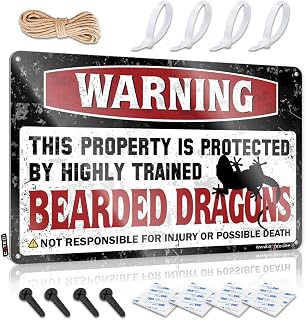 Funny Alcohol Signs Warning This Property Is Protected By A Highly Trained Bearded Dragon1 Sign Funny Bathroom Decor Kids Bedroom Furniture (Size : 30X40CM)
