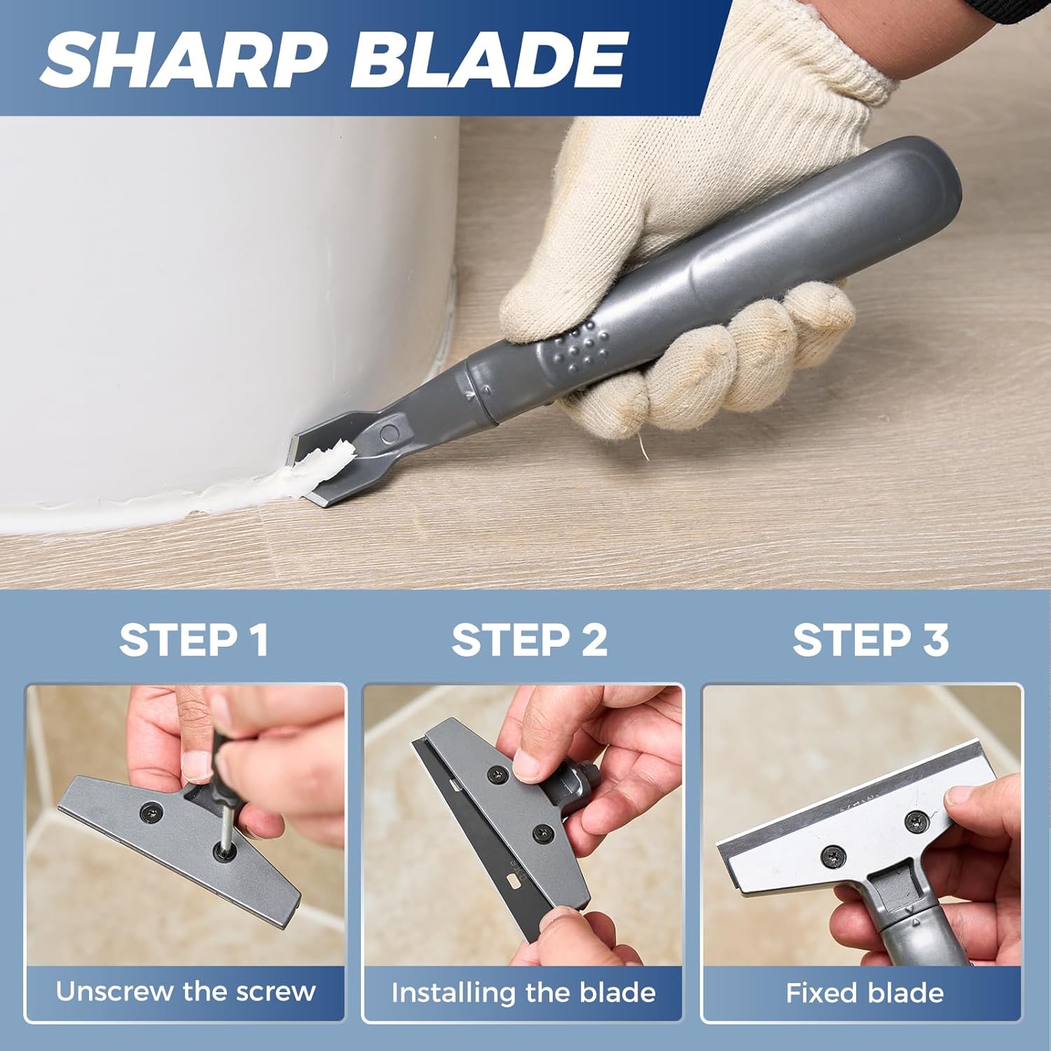 Sakerplus 3-in-1 Caulking Tool, Scraper & Silicone Trowel for Grout Removal and Caulk Smoothing, Sealant Application Tool for Bathroom Kitchen Tile Sink Window Frame (Aluminum Set, 2 Sets)