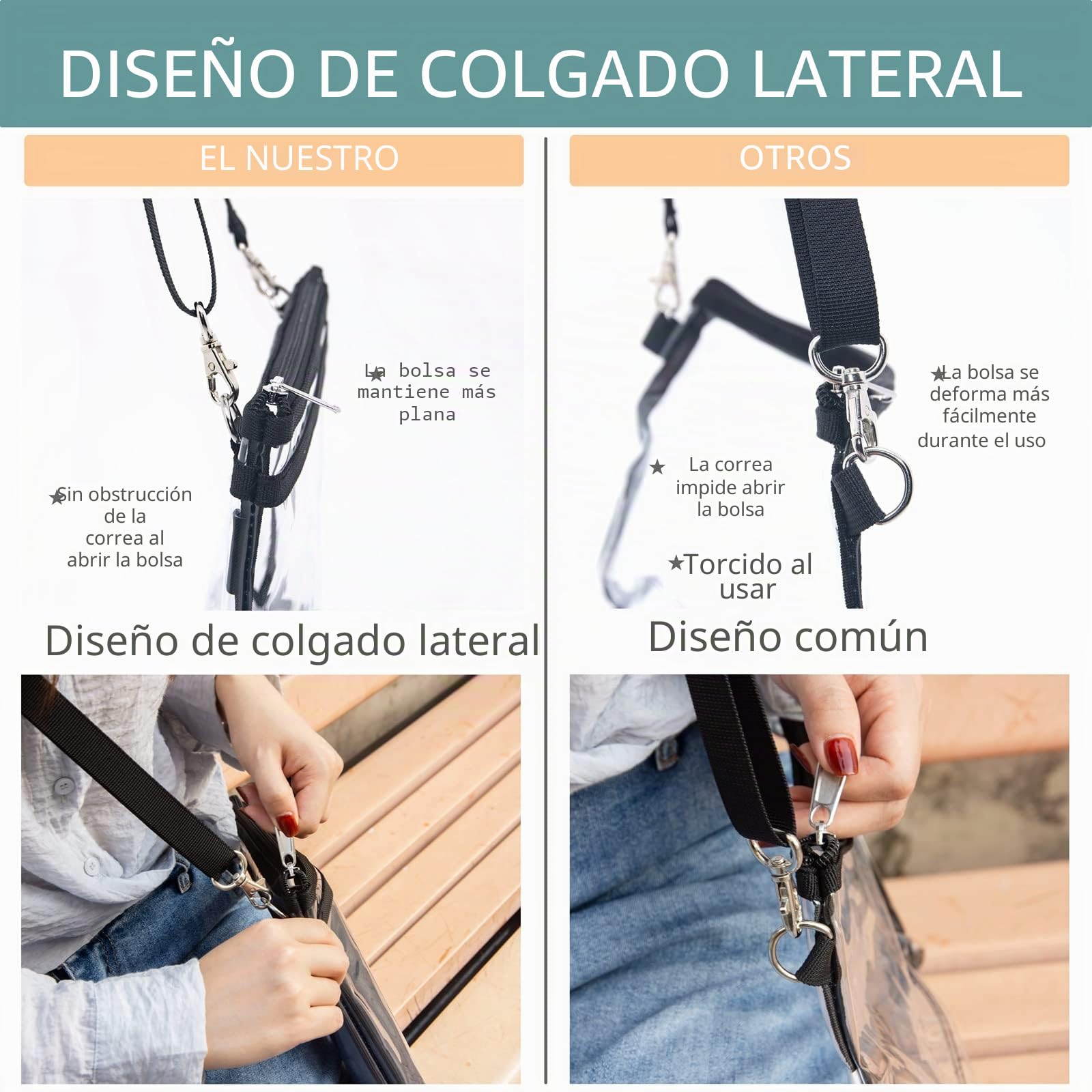 Bolsa cruzada transparente de PVC aprobada por el estadio, bolsa de hombro transparente para gimnasio, bolso transparente, correa de hombro ajustable, para fanáticos de los deportes y viajeros