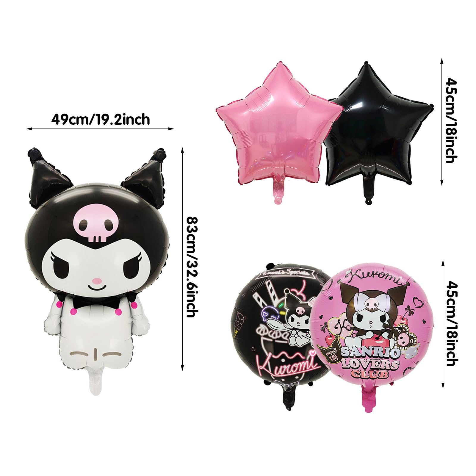 5pcs Palloncini Compleanno Kurom, Kurom Decorazioni Compleanno Bambina,Palloncini Kurom,Cartoon Palloncino Foil Adatto per Bambini