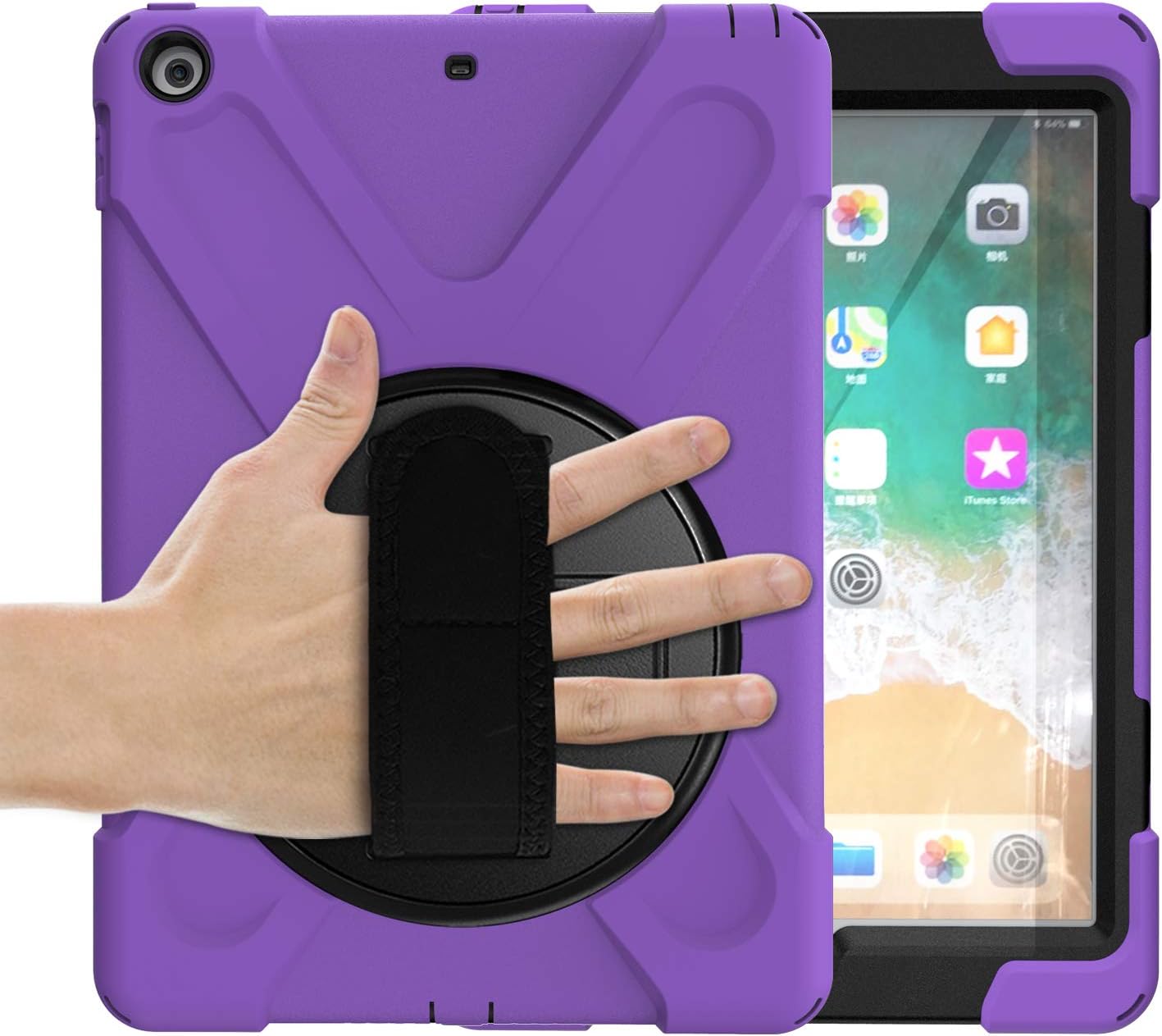 KIQ Shield Series for Apple iPad 6th Generation Cases iPad 5th Generation Case 9.7 inch Shockproof Drop Protection Cover w/Kickstand A1893 / A1954 iPad Case 6th Generation - Purple