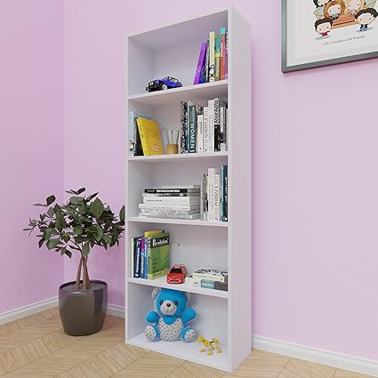 VIKI Engineered Wood URAN Boocase/Bookshelf with 5 Tier Shelf for Living Room Bedroom - White