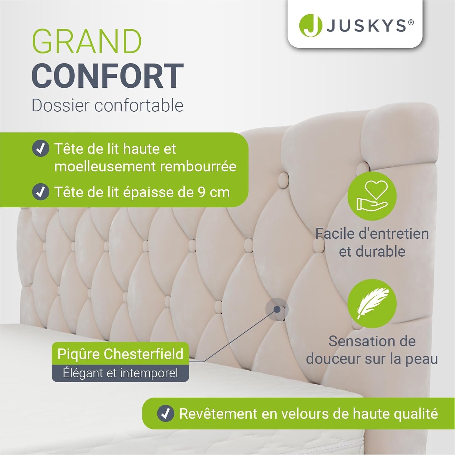 Juskys Nizza Bed Velvet Upholstery