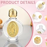 INTERWARM 24 gourde Catholique Flacon D'Eau Bénite en Verre Gaufré de 15 ml avec Bouchon Contenant Religieux Sacré avec Étiquettes et Sachet en Gaze pour Événements Spirituels Cadeaux (Doré) - 4
