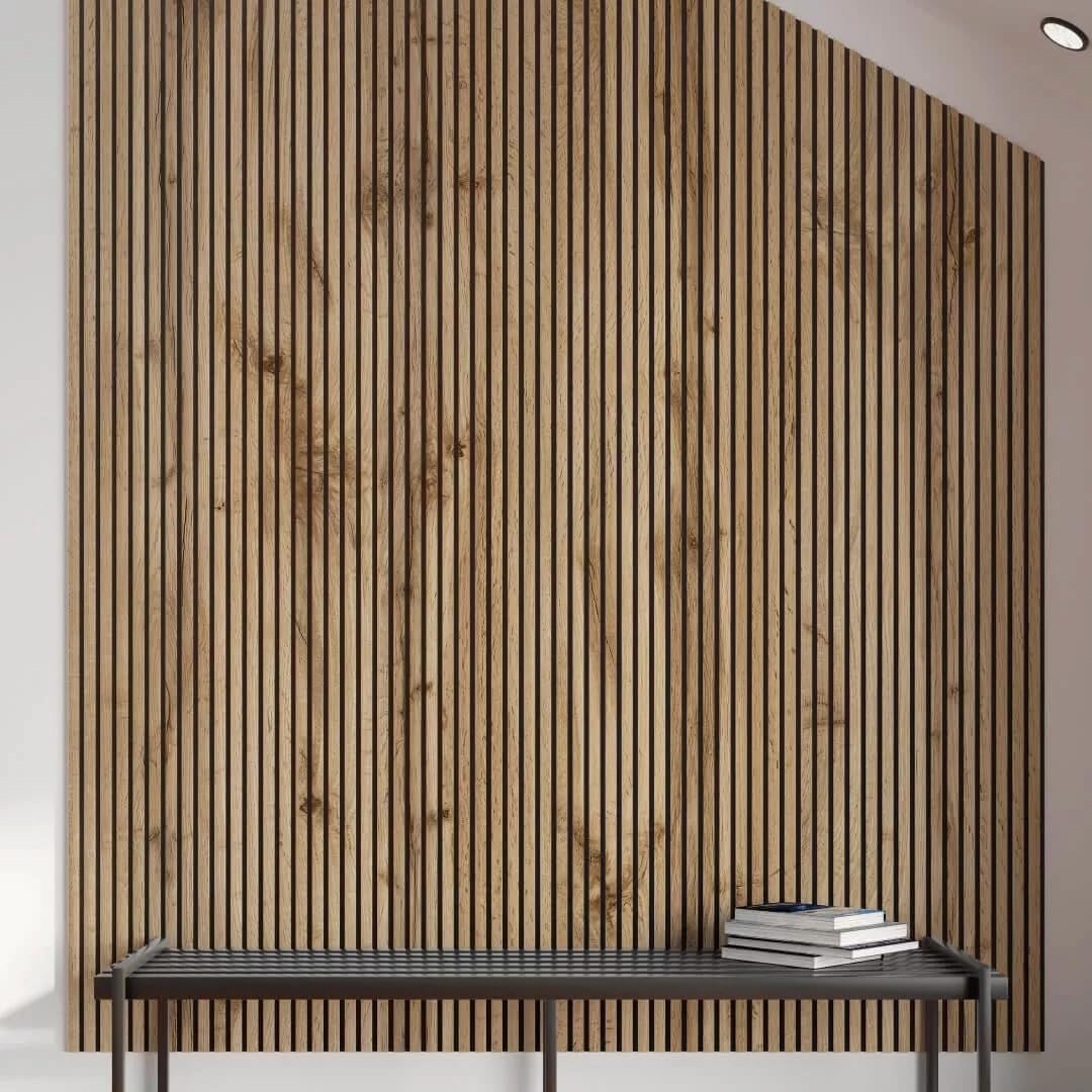 Claustra acoustique bois Pecan 278x60 cm pour séparer une chambre ou un salon