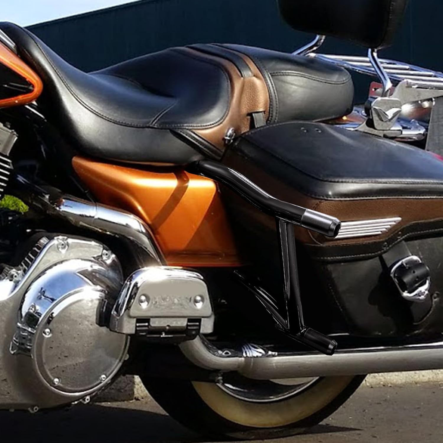 Wsays Rear SaddleBag Guards Crash Support Bar Compatible with Harley Touring Street Glide Electra Road Glide Road King Ultra Classic 1997-2008