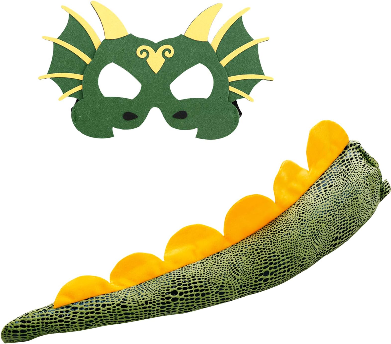 Kids Dinosau-Tail Mask for Boys Girls Dragon Dress-up Costume Party Favors Green