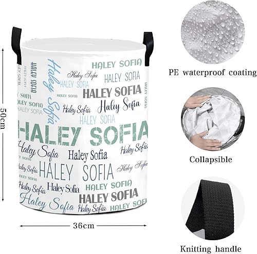 Miniatura 9 de Cesta de lavandería con nombre personalizado para sala de estar, almacenamiento de ropa personalizada con nombre para la familia, cesta de ropa