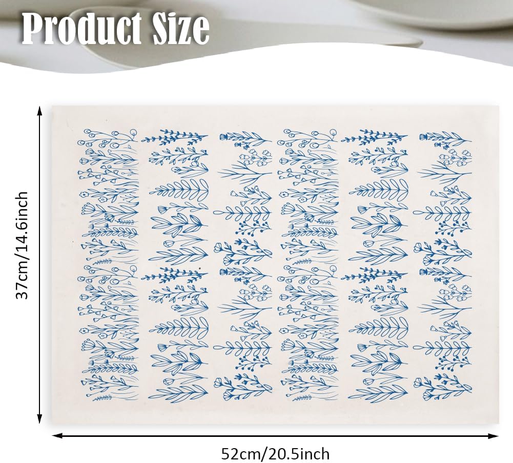 SUPERDANT 5PCS Flowers Underglaze Paper Transfer Leaves Plants Transfer Paper for Clay Ceramic Porcelain Under Glaze Transfers for Pottery Enamel Decals Blue Underglaze Decal Papers Handcrafted Gifts