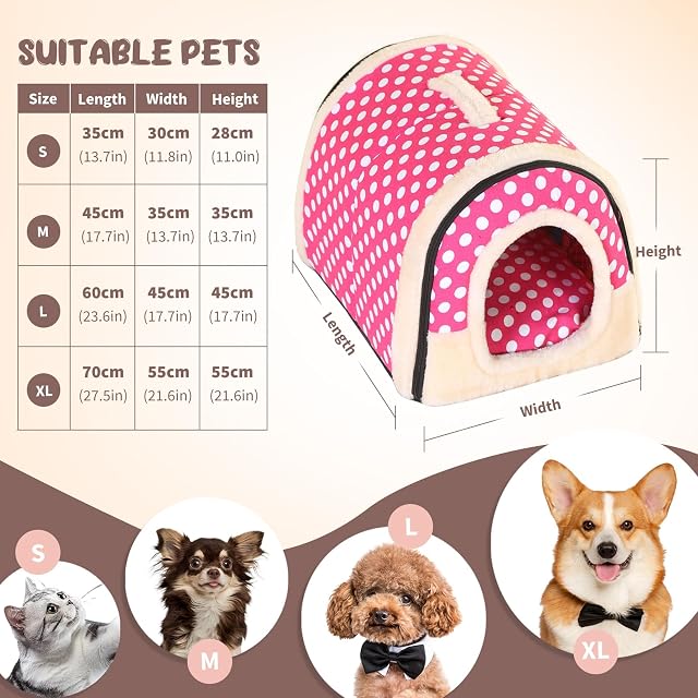 Foto 3 de 7 de PETCUTE Casa Cama para Perros Casa para Mascotas Caseta para Perro Gato Interior con Cojín removible
